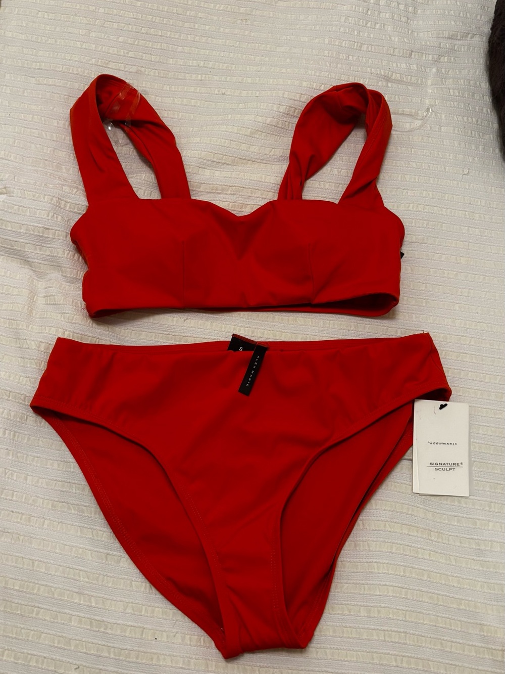 Alex Marie Orange Two-Piece High-Waist Bikini Set